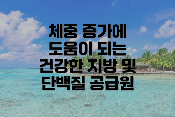 체중 증가에 도움이 되는 건강한 지방 및 단백질 공급원