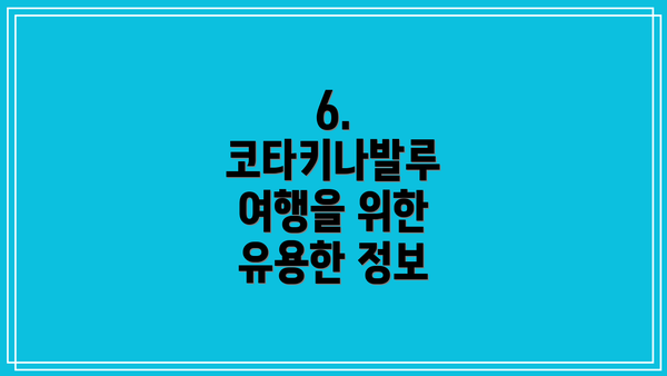 6. 코타키나발루 여행을 위한 유용한 정보