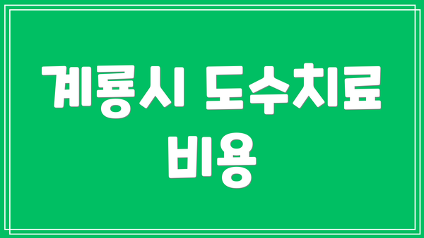 계룡시 도수치료 비용