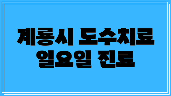 계룡시 도수치료 일요일 진료