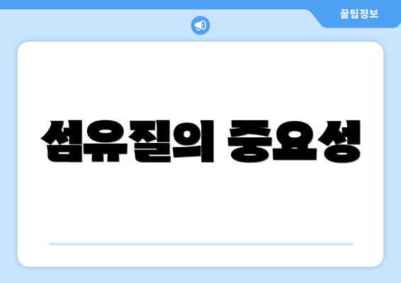 섬유질의 중요성