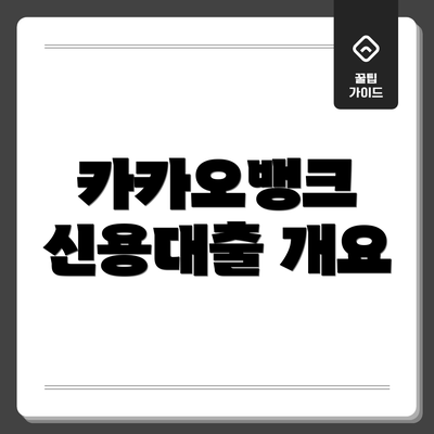 카카오뱅크 신용대출 개요