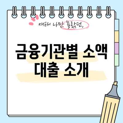 금융기관별 소액 대출 소개