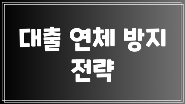 대출 연체 방지 전략