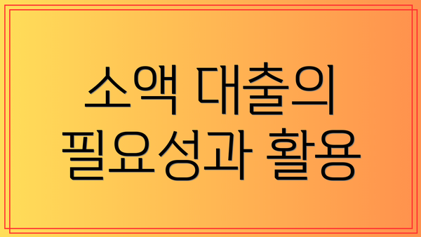 소액 대출의 필요성과 활용