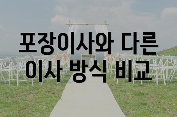 포장이사와 다른 이사 방식 비교