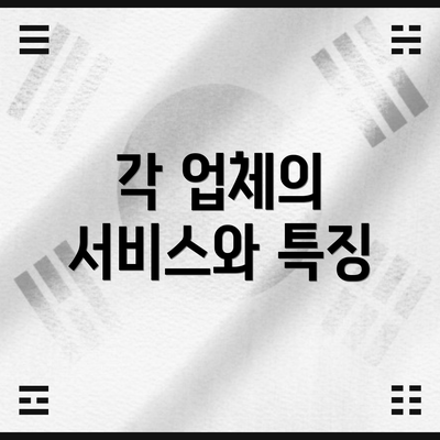 각 업체의 서비스와 특징