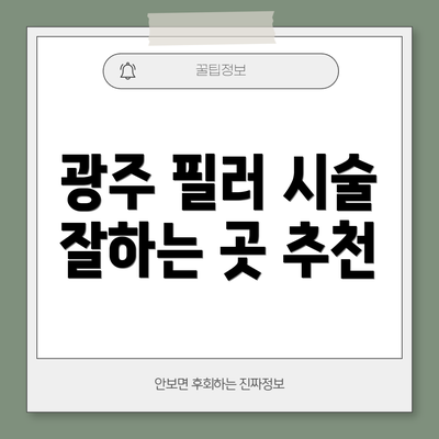 광주 필러 시술 잘하는 곳 추천