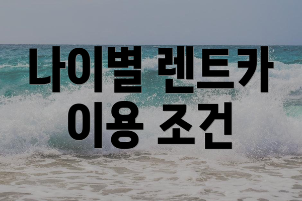 나이별 렌트카 이용 조건
