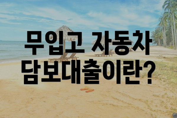 무입고 자동차 담보대출이란?