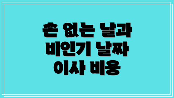 손 없는 날과 비인기 날짜 이사 비용