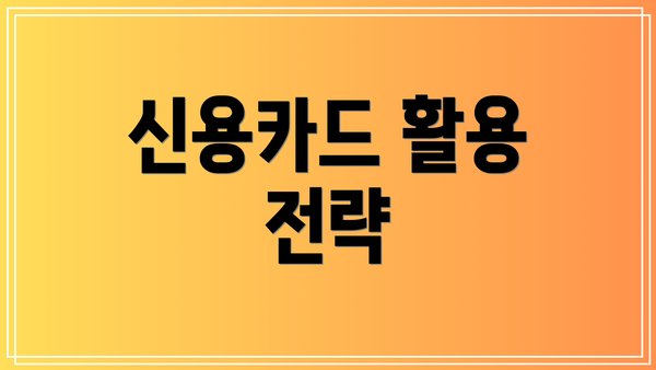 신용카드 활용 전략