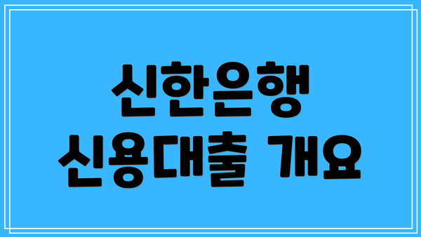 신한은행 신용대출 개요