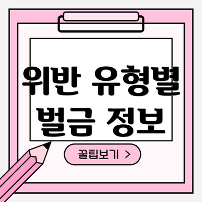위반 유형별 벌금 정보