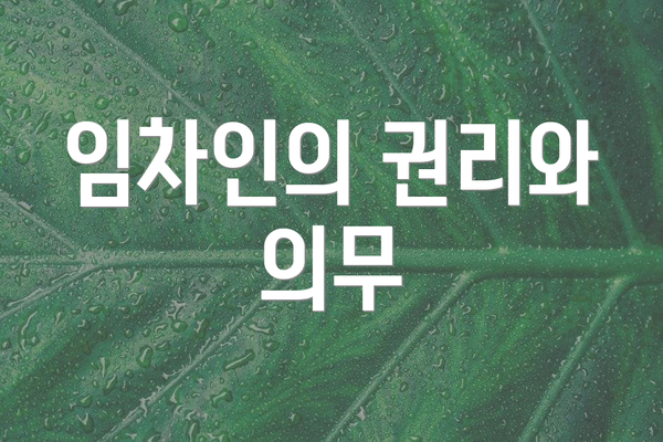 임차인의 권리와 의무