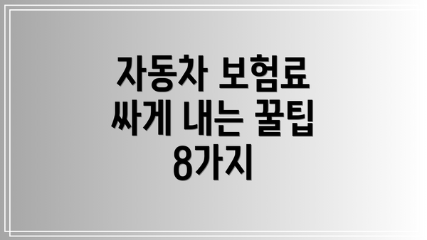 자동차 보험료 싸게 내는 꿀팁 8가지