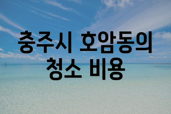충주시 호암동의 청소 비용