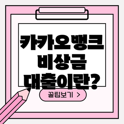 카카오뱅크 비상금 대출이란?