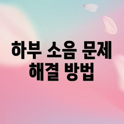 하부 소음 문제 해결 방법