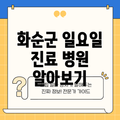 화순군 일요일 진료 병원 알아보기